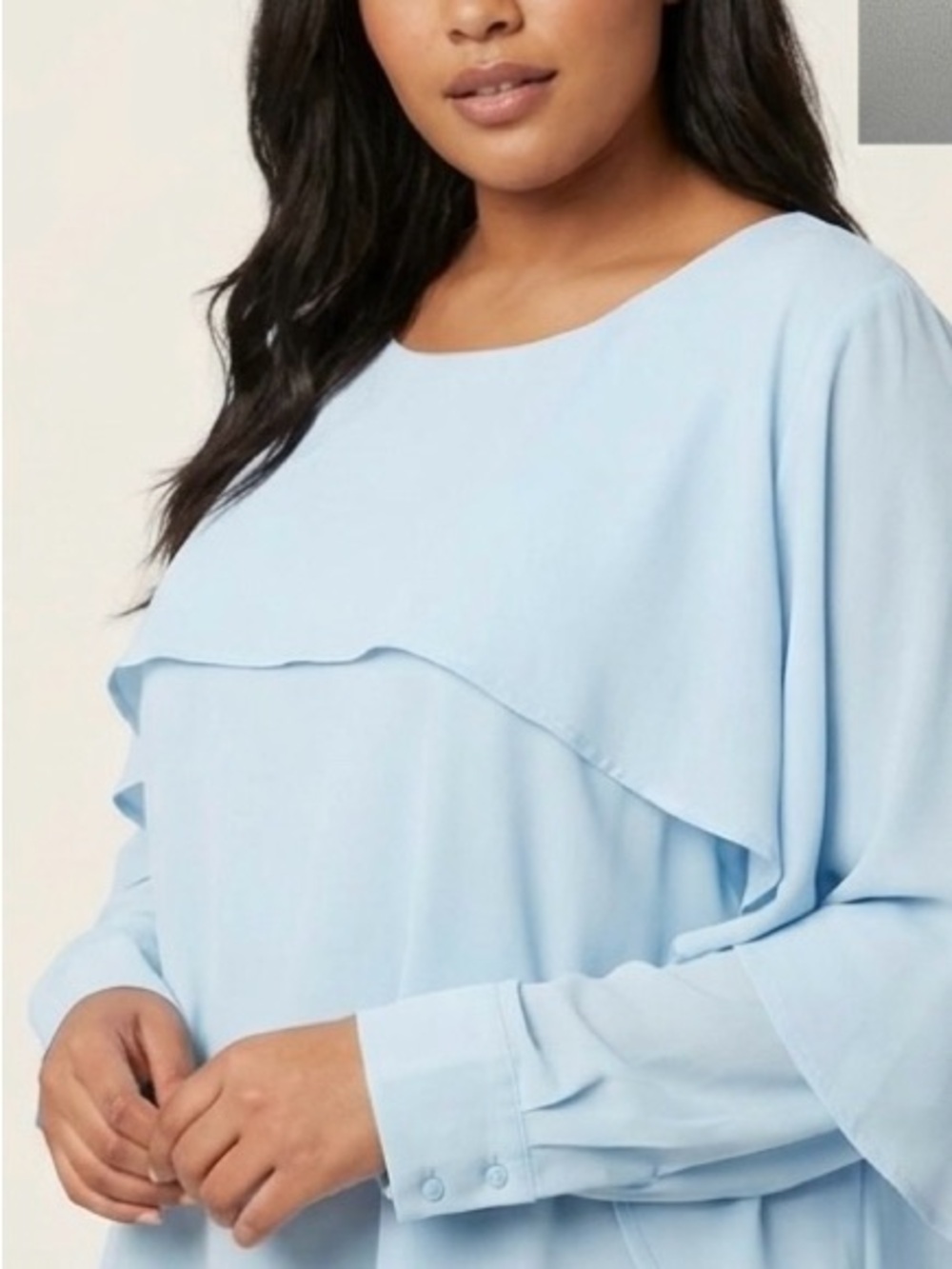 Eloquii Pale Blue Flutter Sleeve Blouse